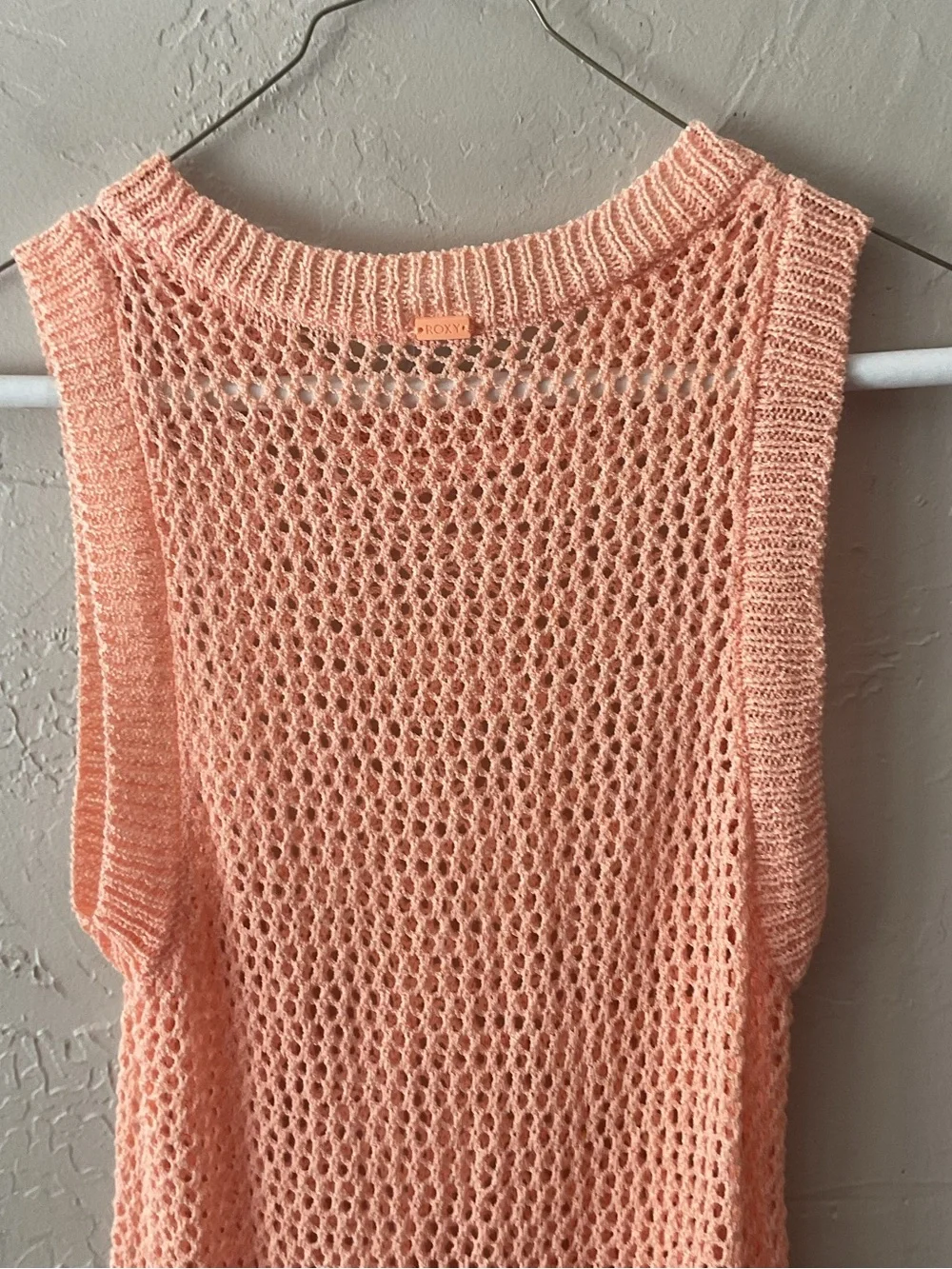 Roxy Peach Open-Knit Sleeveless Coverup